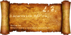 Lazarovics Héra névjegykártya